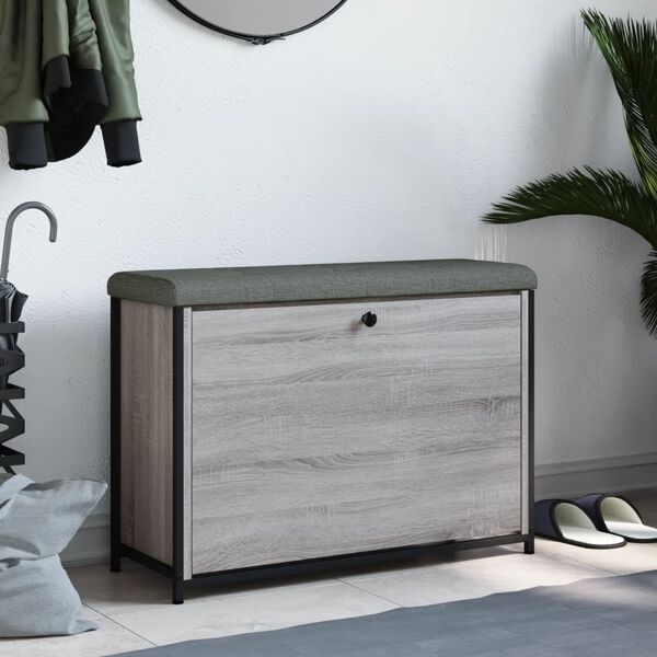 vidaXL Klop za čevlje s preklopnim predalom siva sonoma 82x32x56 cm