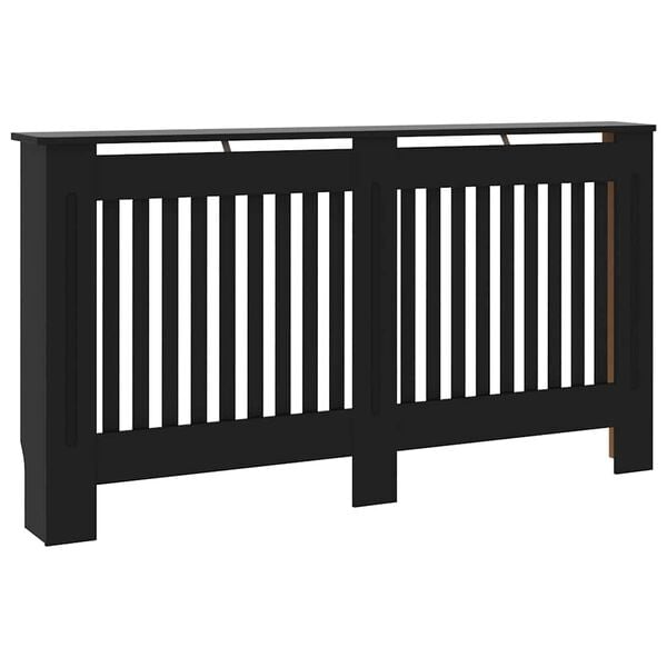 vidaXL Pokrov za radiator črn 152x19x81,5 cm mediapan