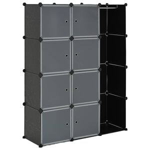 vidaXL Modularna omarica z 9 predelki 109x36,5x143 cm črno bela