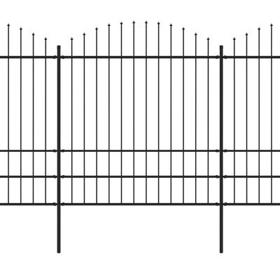 vidaXL Vrtna ograja s koničastimi vrhovi jeklo (1,75-2)x1,7 m črna