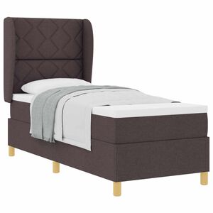 vidaXL Postelja z vzmetnico z blazino Temno rjava 200 x 80 cm blago