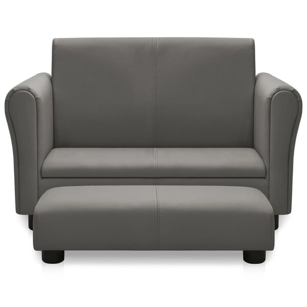 vidaXL Otro&scaron;ki kavč s stolčkom sivo umetno usnje