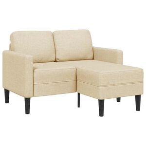 vidaXL 2-sedežni kavč z leži&scaron;čem v obliki črke L kremast 125cm tkanina
