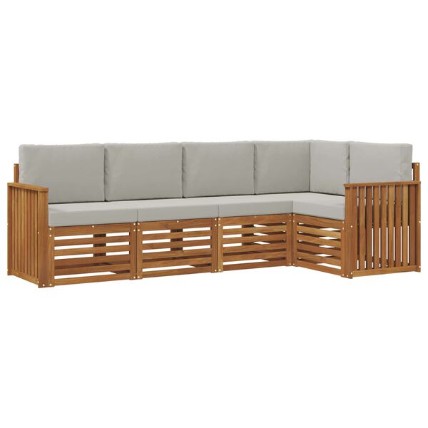 vidaXL Sedežne garniture z blazino 5 pcs Naravna in svetlo siva