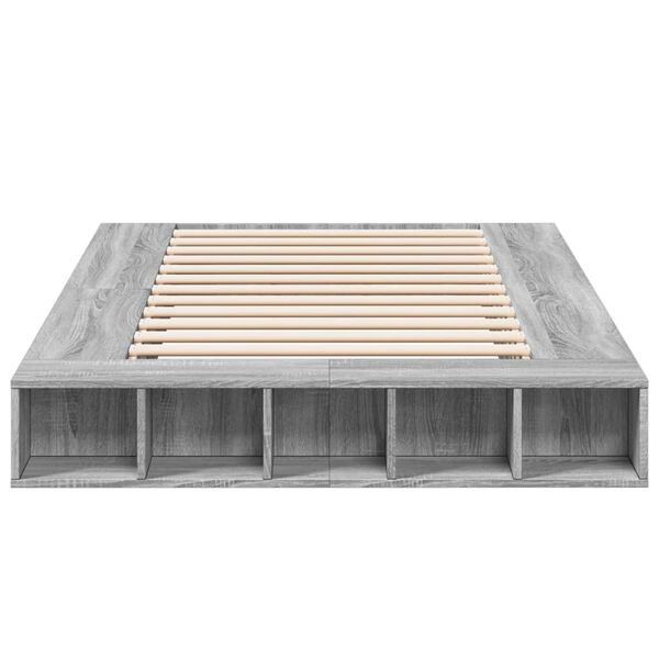 vidaXL Posteljni okvir siva sonoma 135x190 cm inženirski les