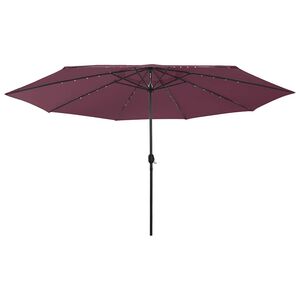 vidaXL Zunanji senčnik z LED lučkami 400 cm bordo rdeč