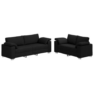vidaXL Kavč 2 pcs Črna 219 x 80 x 82 cm blago