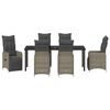 vidaXL Komplet za jedilnico v vrtu z blazino 7 pcs Siva Poly ratan