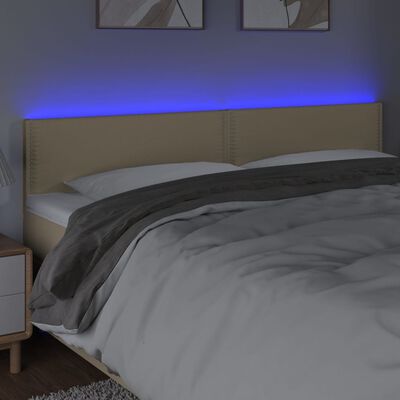 vidaXL LED posteljno vzglavje krem 200x5x78/88 cm blago