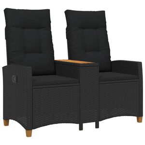 vidaXL Zložljiva klop s tabelo 2 -Seater 126 x 65 x 112 cm poli ratan