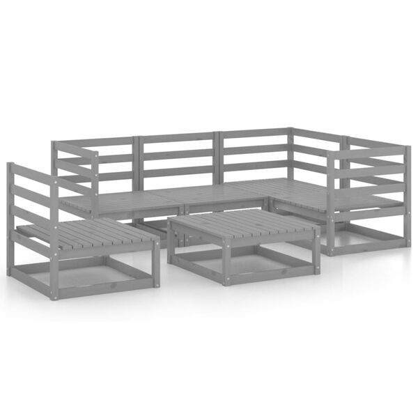 vidaXL Vrtna sedežna garnitura 6-delna siva trdna borovina