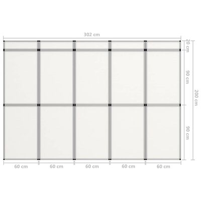 vidaXL 15-delna zložljiva razstavna stena 302x200 cm bela