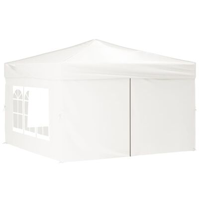 vidaXL Zložljiv vrtni šotor s stranicami bel 3x3 m