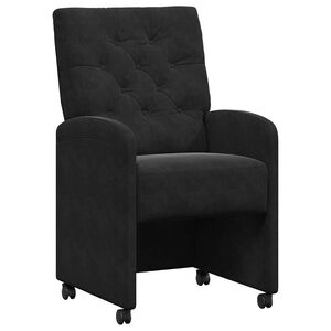 vidaXL Jedilni stoli s kolesi 2 kos Žamet Črna 58 x 67 x 97 cm