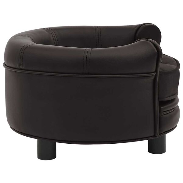 vidaXL Pasji kavč rjav 48x48x32 cm iz pliša in umetnega usnja