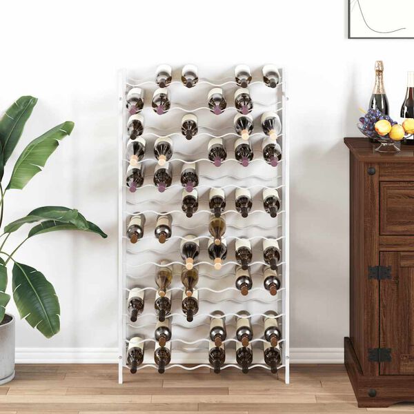 vidaXL Stojalo za vino za 72 steklenic bela kovina