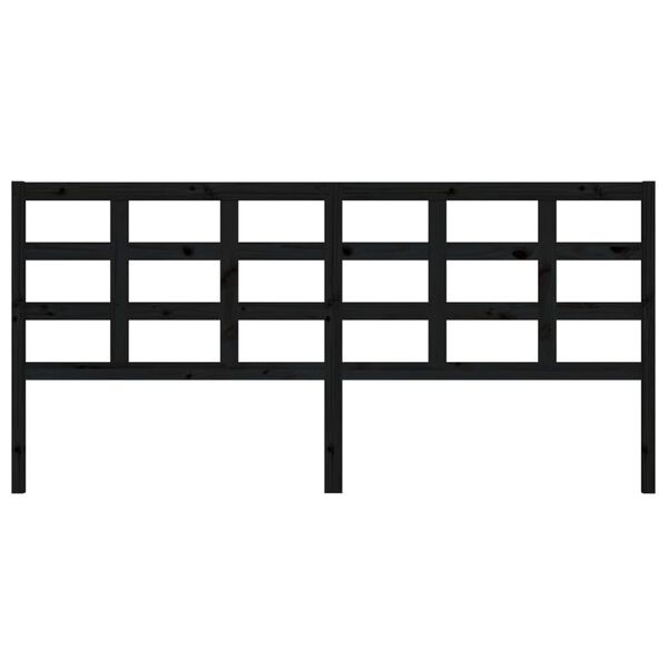 vidaXL Posteljno vzglavje črno 205,5x4x100 cm trdna borovina