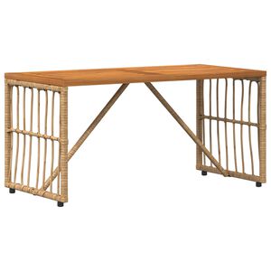 vidaXL Zunanja miza Naravna 80 x 40 x 40 cm Jeklo in poli ratan