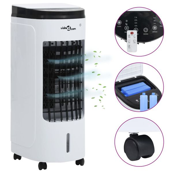 vidaXL Mobilna klimatska naprava 3 v 1 bela in črna 60 W