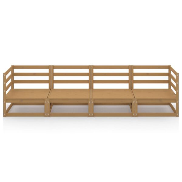 vidaXL Vrtni kavč &scaron;tirised medeno rjave barve trdna borovina