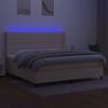 vidaXL Box spring postelja z vzmetnico LED krem 200x200 cm blago