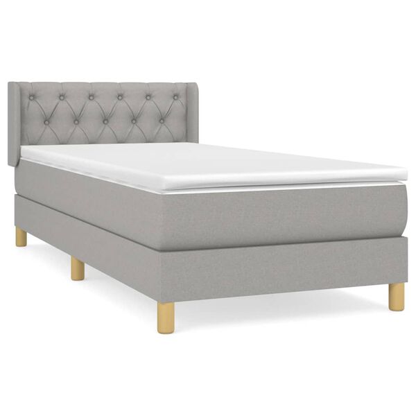 vidaXL Box spring postelja z vzmetnico svetlo siva 80x200 cm blago