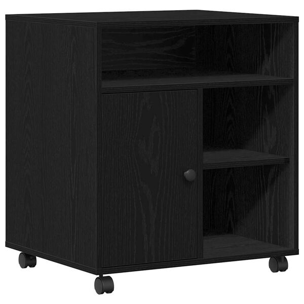 vidaXL Stojalo za tiskalnik Črni hrast 60 x 50 x 67 cm Konstruiran les