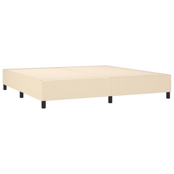 vidaXL Box spring postelja z vzmetnico krem 200x200 cm blago