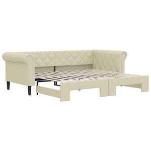 vidaXL Izvlečna dnevna postelja krem 90x200 cm umetno usnje