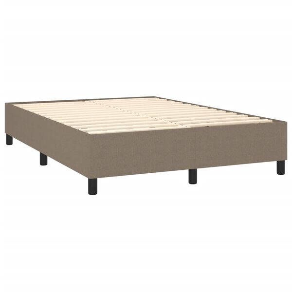 vidaXL Posteljni okvir z vzmetmi taupe 140x190 cm blago