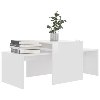 vidaXL Komplet klubskih mizic visok sijaj bel 100x48x40 cm iverna pl.