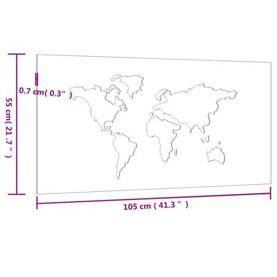 vidaXL Vrtna stenska dekoracija 105x55 cm corten jeklo zemljevid sveta