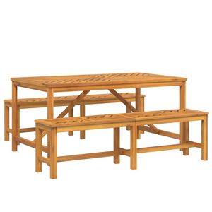 vidaXL Komplet za jedilnico v vrtu 3 pcs Rjava Masiven les akacije