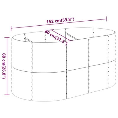 vidaXL Visoka greda iz prašno premazanega jekla 152x80x68 cm rjava
