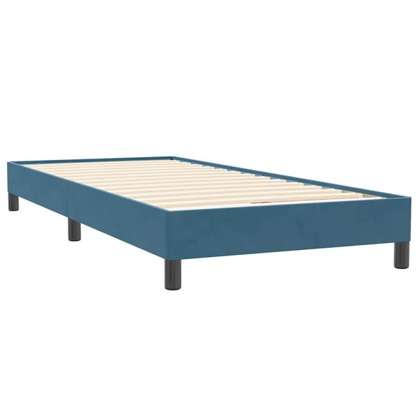 vidaXL Box spring postelja z vzmetnico temno modra 90x220 cm žamet