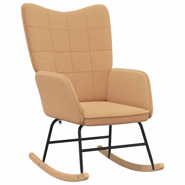 vidaXL Zibajoči stol Bež Sherpa tkanina