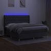 vidaXL Box spring postelja z vzmetnico LED temno siva 160x200 cm blago