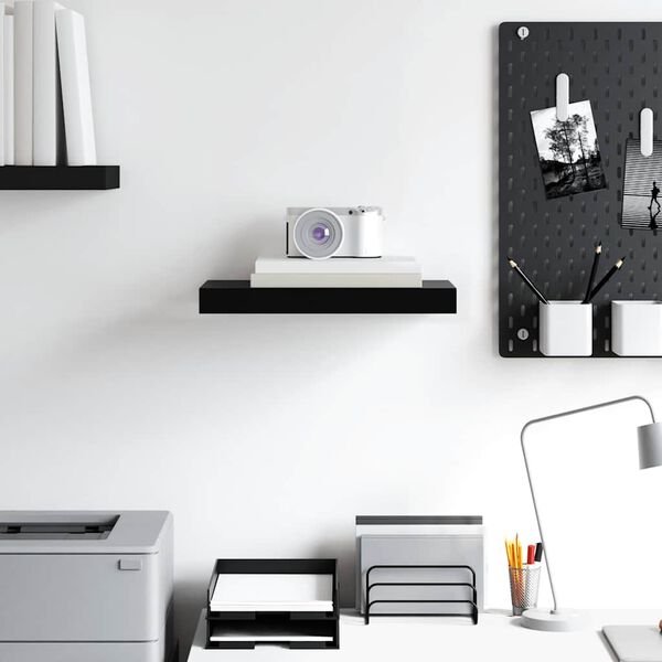 vidaXL Stenska polica črna 40x23x3,8 cm MDF