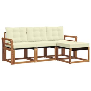vidaXL Zunanja garnitura za sedenje z blazino 4 pcs Naravna in smetana