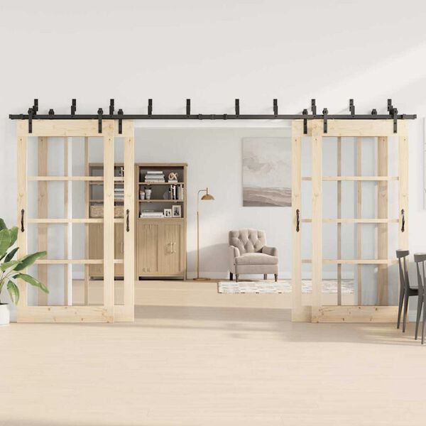 vidaXL Komplet opreme za drsna vrata 427 cm jeklo črne barve