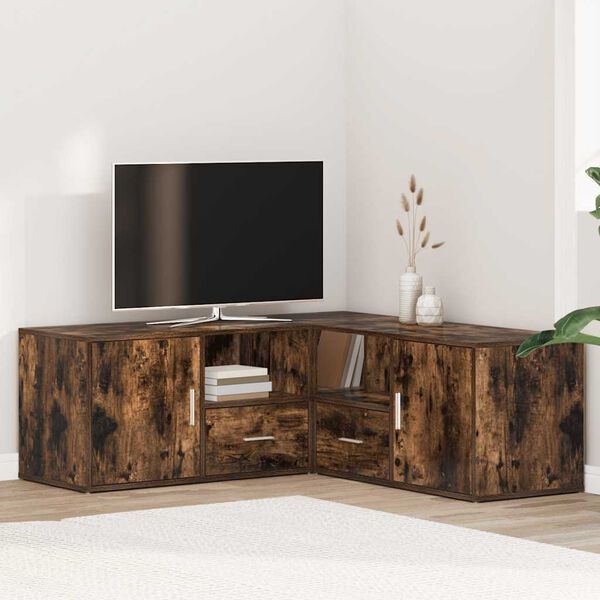 vidaXL Kotna omarica dimljeni hrast 200x40x45 cm inženirski les