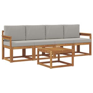 vidaXL Zunanja garnitura za sedenje 5 pcs Naravna in svetlo siva