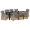 vidaXL Komplet za jedilnico v vrtu 9 pcs Bež in svetlo siva poli ratan