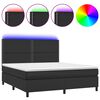 vidaXL Box spring postelja z vzmetnico LED črna 180x200cm umetno usnje
