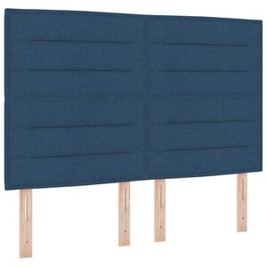 vidaXL LED Box Spring Postelja z vzglavjem Modra 140 x 200 cm blago