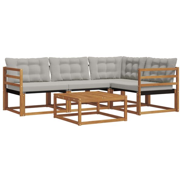 vidaXL Zunanja garnitura za sedenje 5 pcs Naravna in svetlo siva