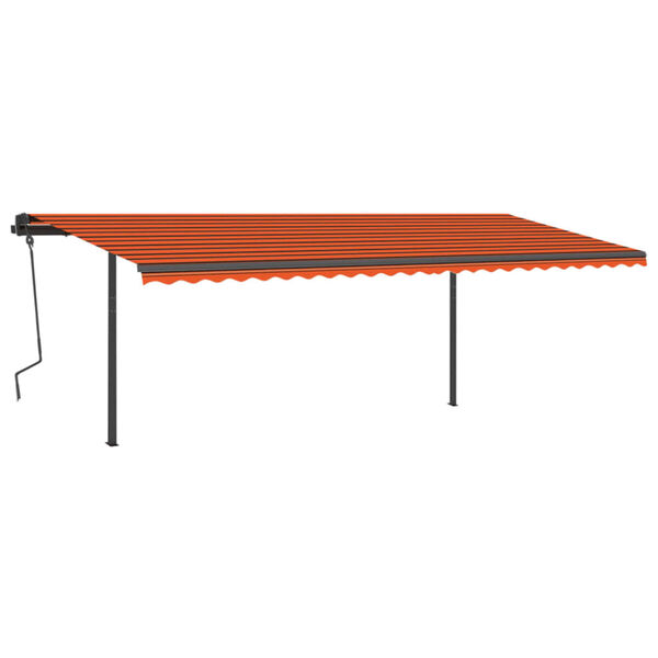 vidaXL Avtomatska tenda LED + senzor 6x3 m oranžna in rjava