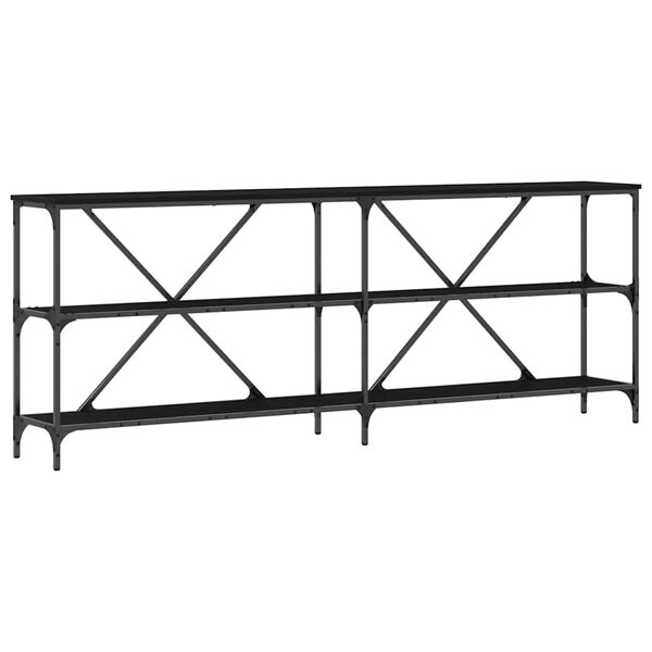 vidaXL Konzolna miza Črna Orehovina 200 x 30 x 75 cm Konstruiran les