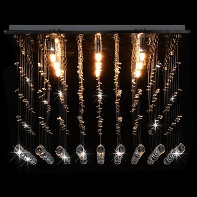 vidaXL Stropna svetilka s kristalnimi kroglicami srebrna kvadratna G9
