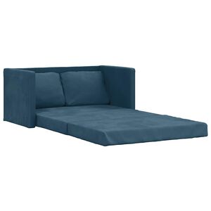 vidaXL Talni raztegljiv kavč 2 v 1 modra 122x204x55 cm žamet